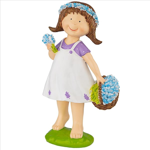 Bluebonnet Twins Springtime Child Garden Statue: Juliette Girl